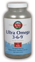 Ultra Omega 3/6/9 de Kal (Solaray).